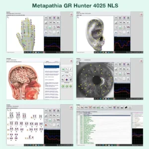 Metapathia GR Hunter software interface used with the Metatron Hunter 4025 NLS Verified system for research and educational purposes.