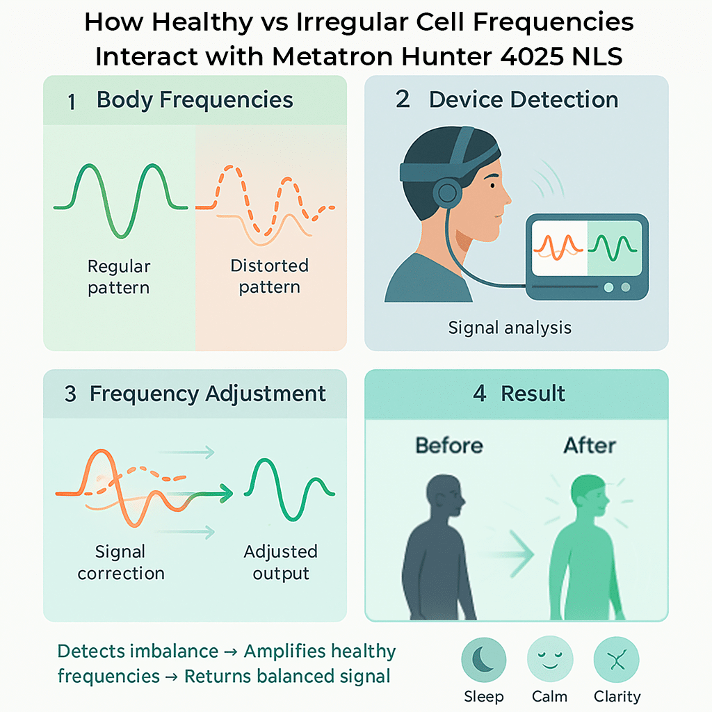Healthy vs irregular frequency signals and how a bioresonance device interacts with them