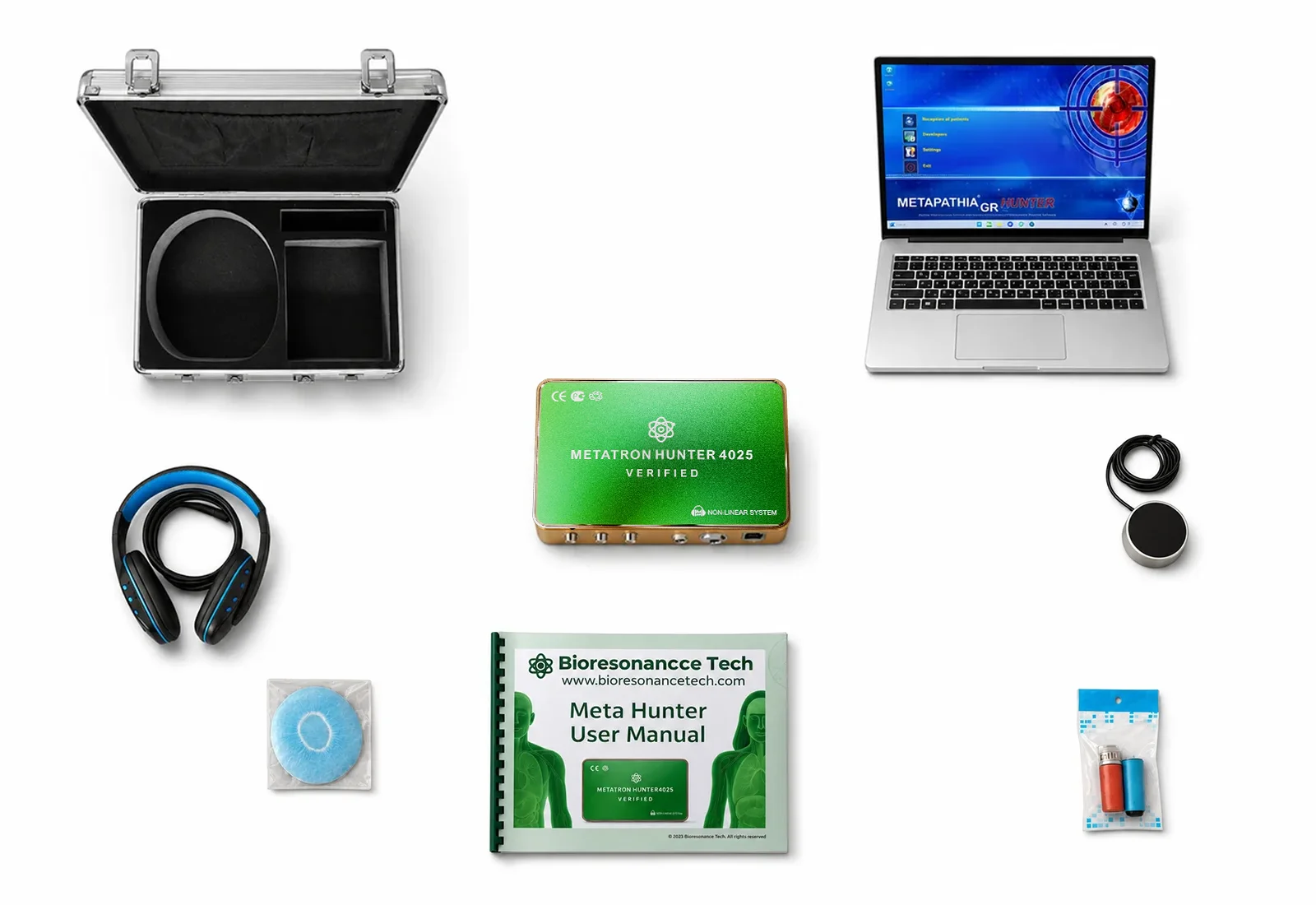 Metatron Hunter 4025 NLS Verified complete system components including laptop, headset, accessories and operating manual